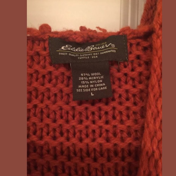 Eddie Bauer Orange Sweater Toggle Vest. Hoodie. - Picture 3 of 6